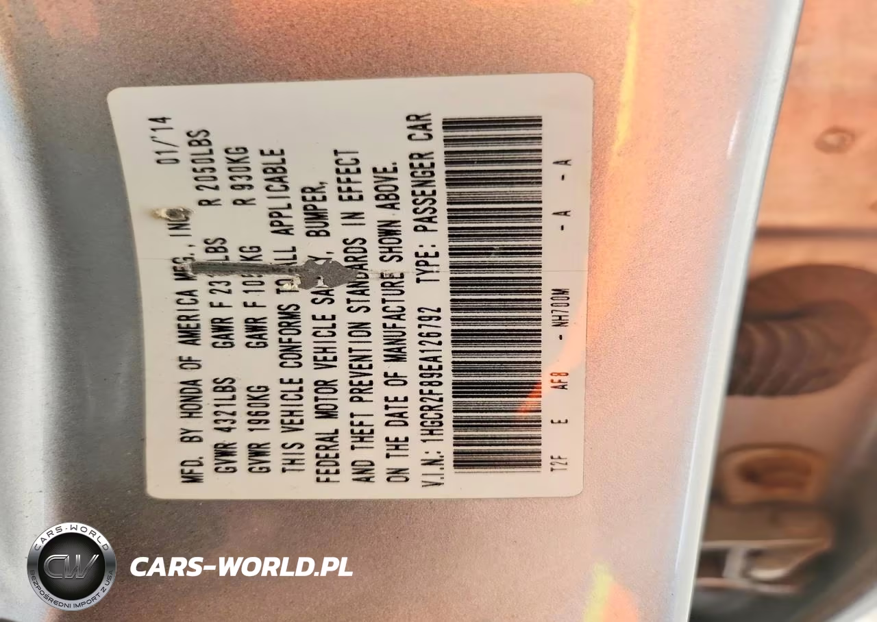 2014 Honda Accord Exl VIN:1HGCR2F89EA126792 - 12