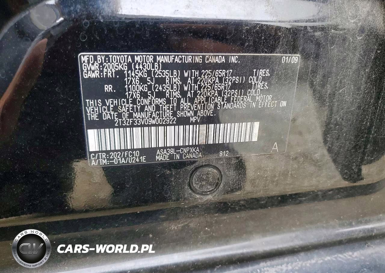 2009 Toyota Rav4 4X2 VIN:2T3ZF33V09W002922 - 13