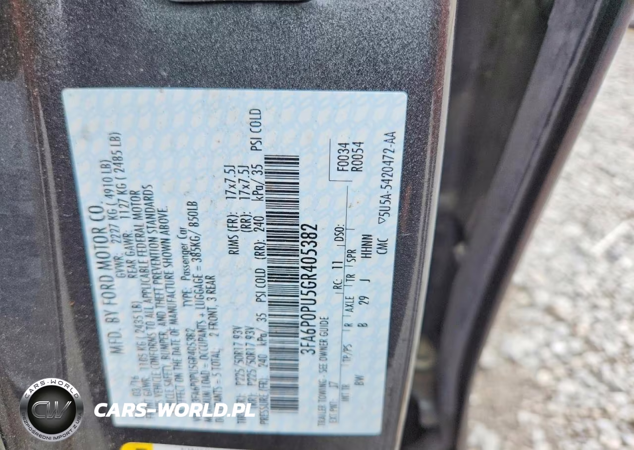 2016 Ford Fusion Se Phev VIN:3FA6P0PU5GR405382 - 12