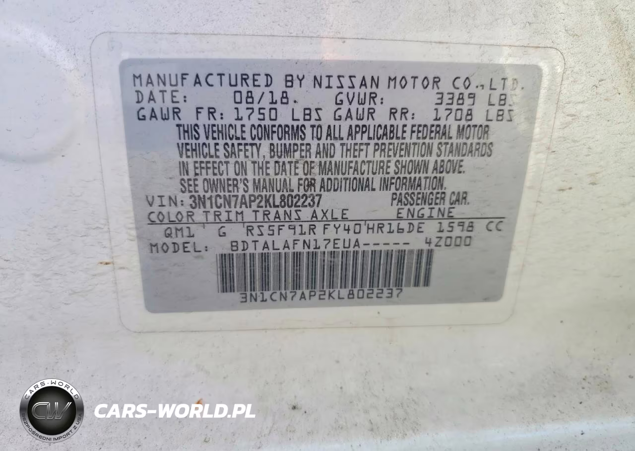 2019 Nissan Versa S VIN:3N1CN7AP2KL802237 - 12