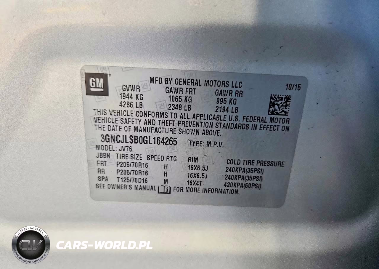 2016 Chevrolet Trax 1Lt VIN:3GNCJLSB0GL164265 - 13