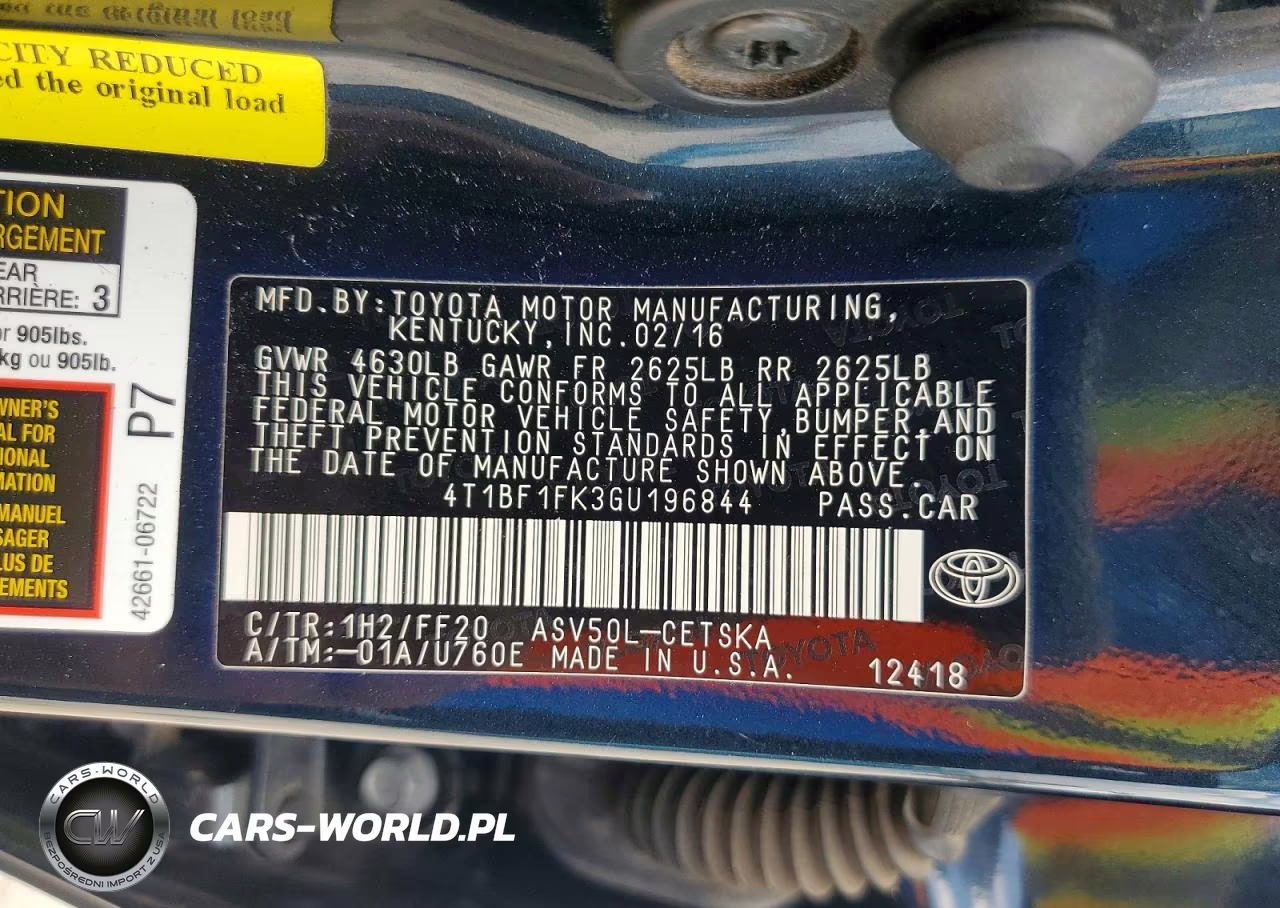 2016 Toyota Camry Se VIN:4T1BF1FK3GU196844 - 13
