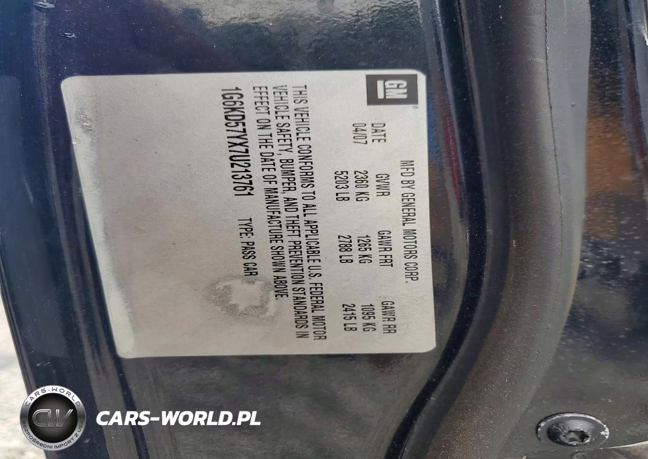 2007 Cadillac Dts VIN:1G6KD57YX7U213761 - 12