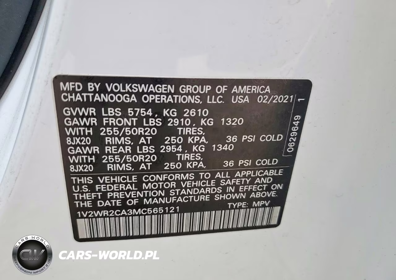 2021 Volkswagen Atlas Se VIN:1V2WR2CA3MC565121 - 13