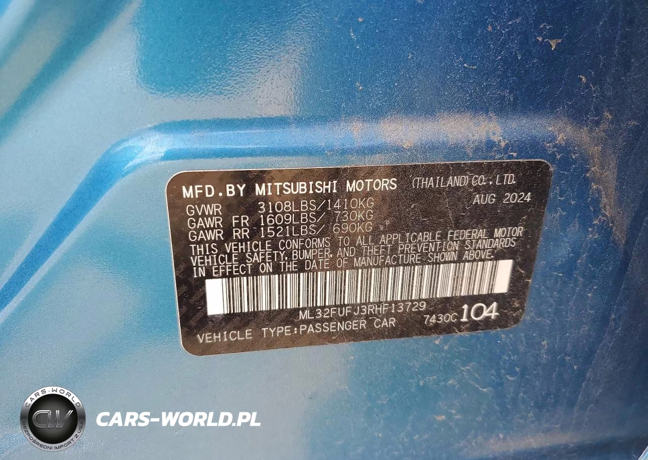 2024 Mitsubishi Mirage G4 Es VIN:ML32FUFJ3RHF13729 - 12