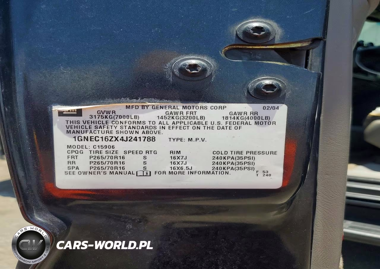 2004 Chevrolet Suburban C1500 VIN:1GNEC16ZX4J241788 - 13