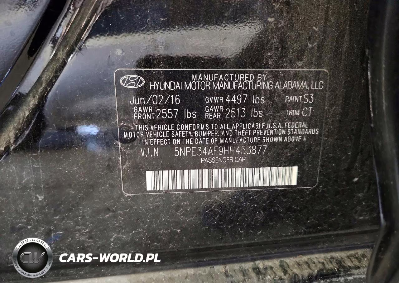 2017 Hyundai Sonata Sport VIN:5NPE34AF9HH453877 - 13