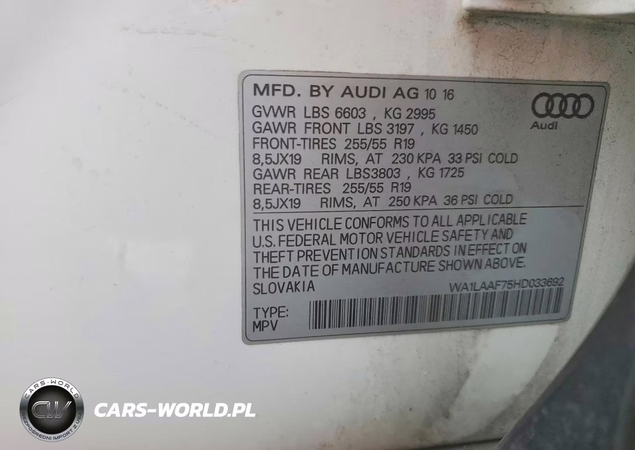 2017 Audi Q7 Premium Plus VIN:WA1LAAF75HD033692 - 13