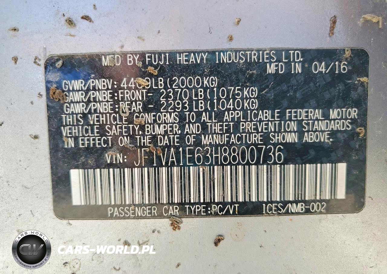 2017 Subaru Wrx Premium VIN:JF1VA1E63H8800736 - 13