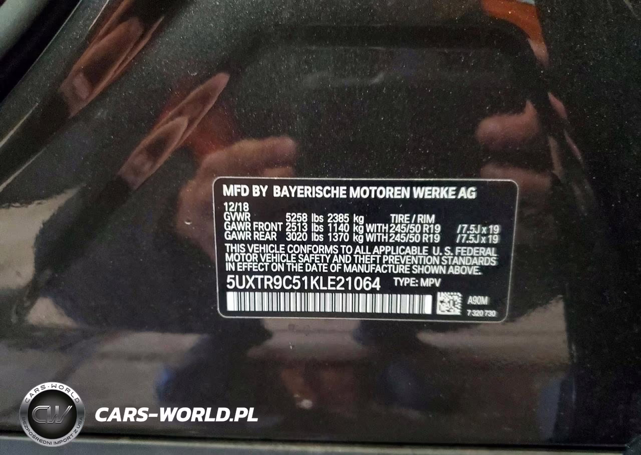 2019 BMW X3 xDrive30I VIN:5UXTR9C51KLE21064 - 13