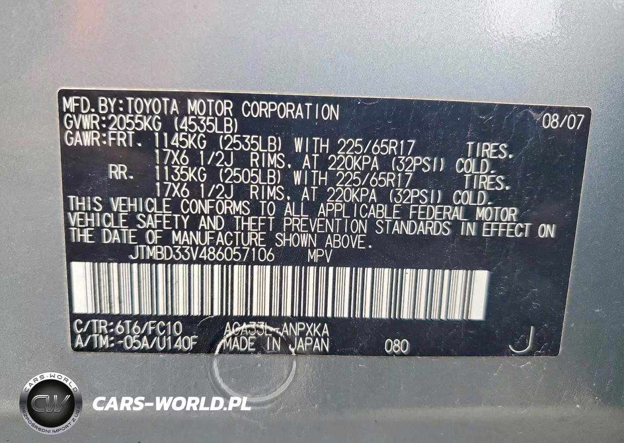 2008 Toyota Rav4 Base VIN:JTMBD33V486057106 - 14