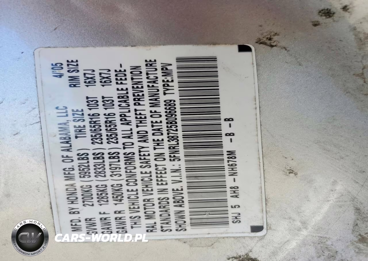 2005 Honda Odyssey Exl VIN:5FNRL38725B096689 - 13