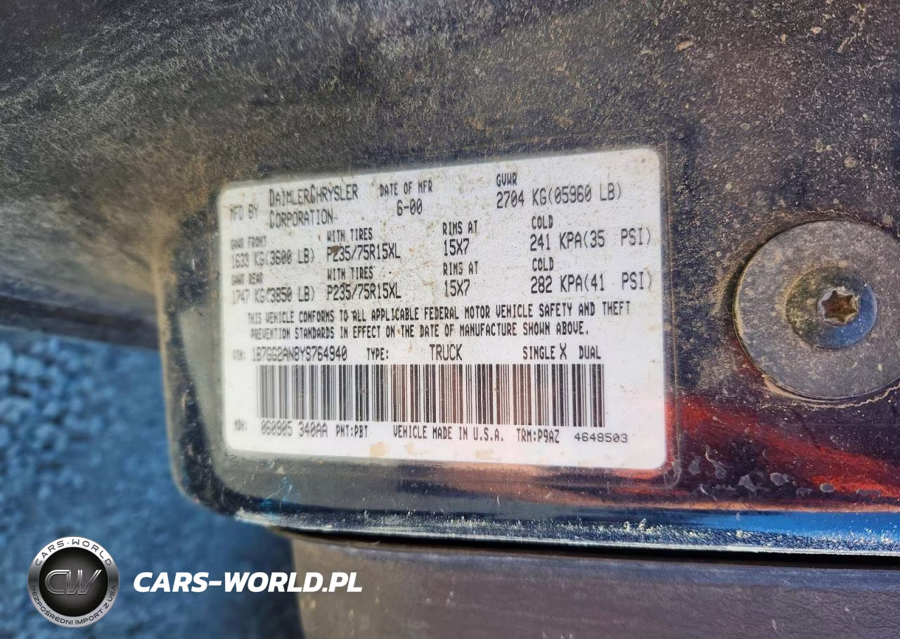 2000 Dodge Dakota Quad VIN:1B7GG2AN8YS764940 - 12