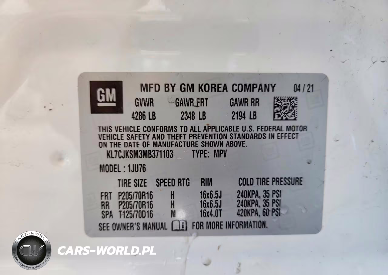 2021 Chevrolet Trax Ls VIN:KL7CJKSM3MB371103 - 12