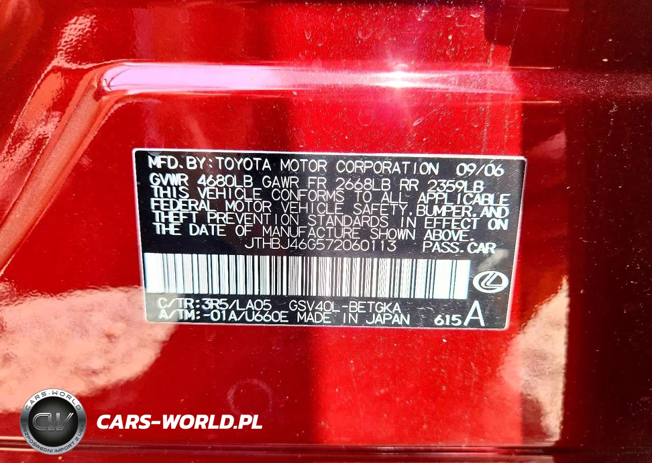 2007 Lexus Es 350 VIN:JTHBJ46G572060113 - 12