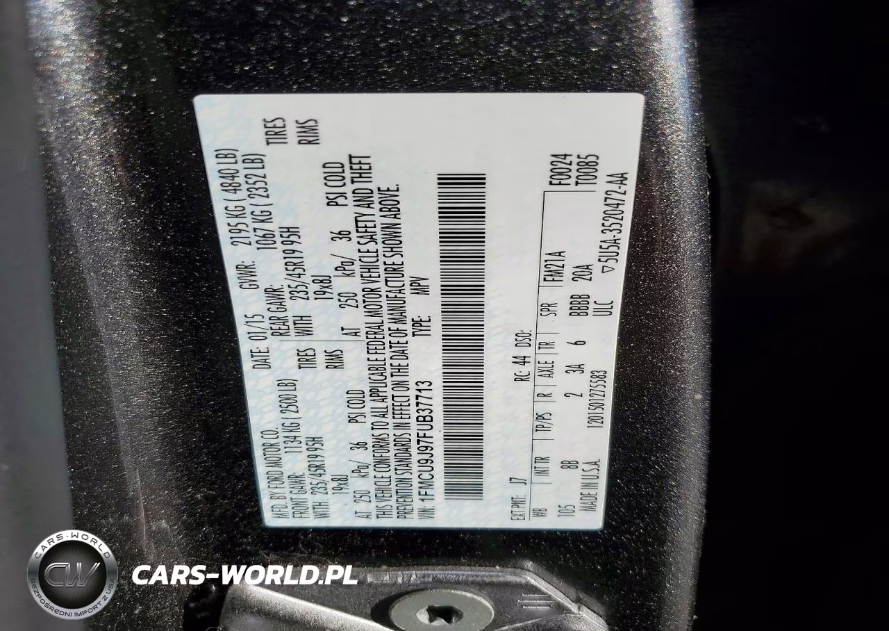 2015 Ford Escape Titanium VIN:1FMCU9J97FUB37713 - 14