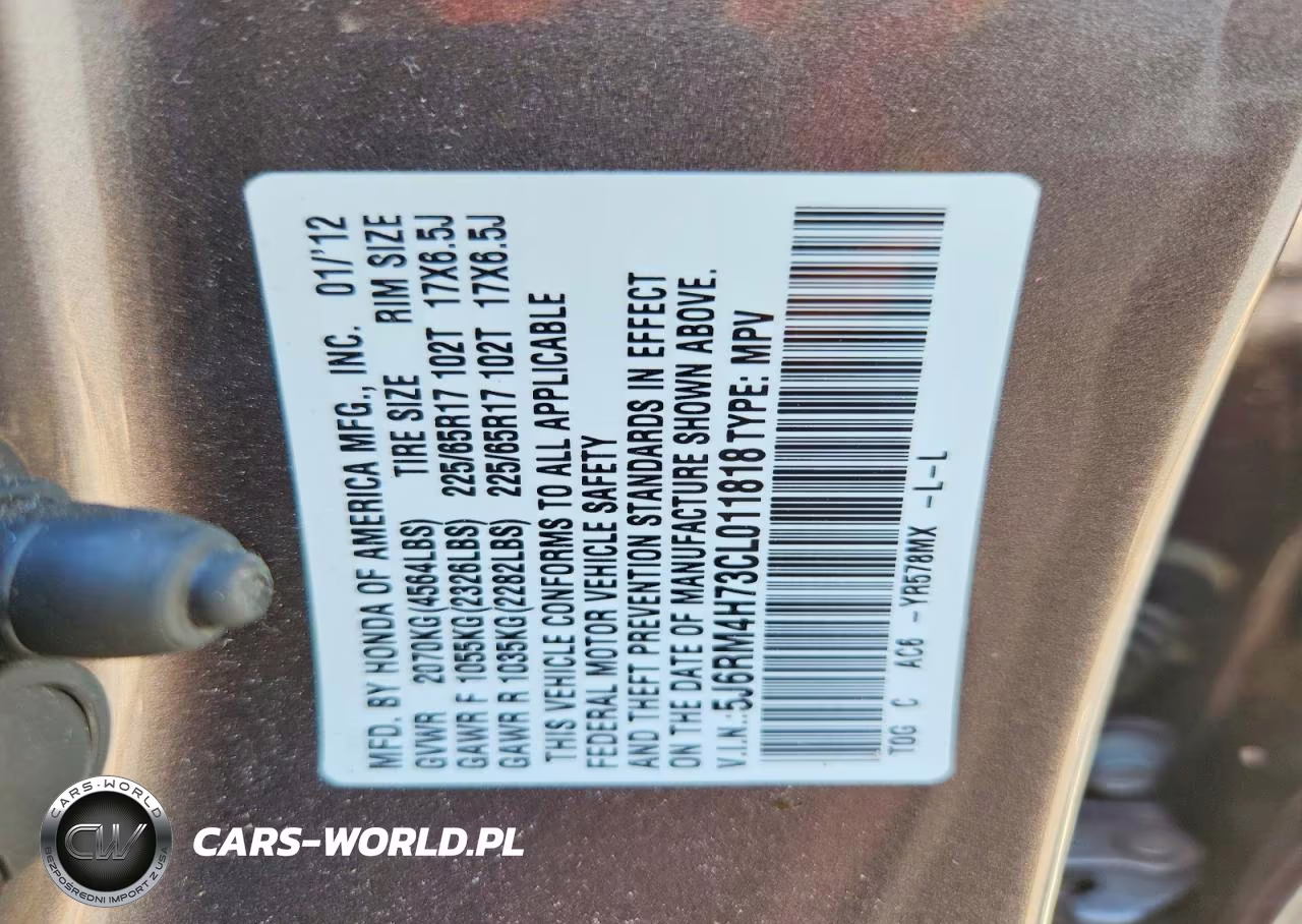 2012 Honda Cr-V Exl VIN:5J6RM4H73CL011818 - 13