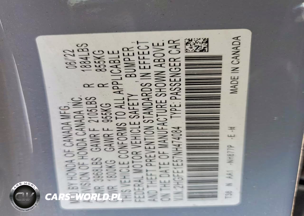 2022 Honda Civic Si Sedan VIN:2HGFE1E57NH474084 - 13