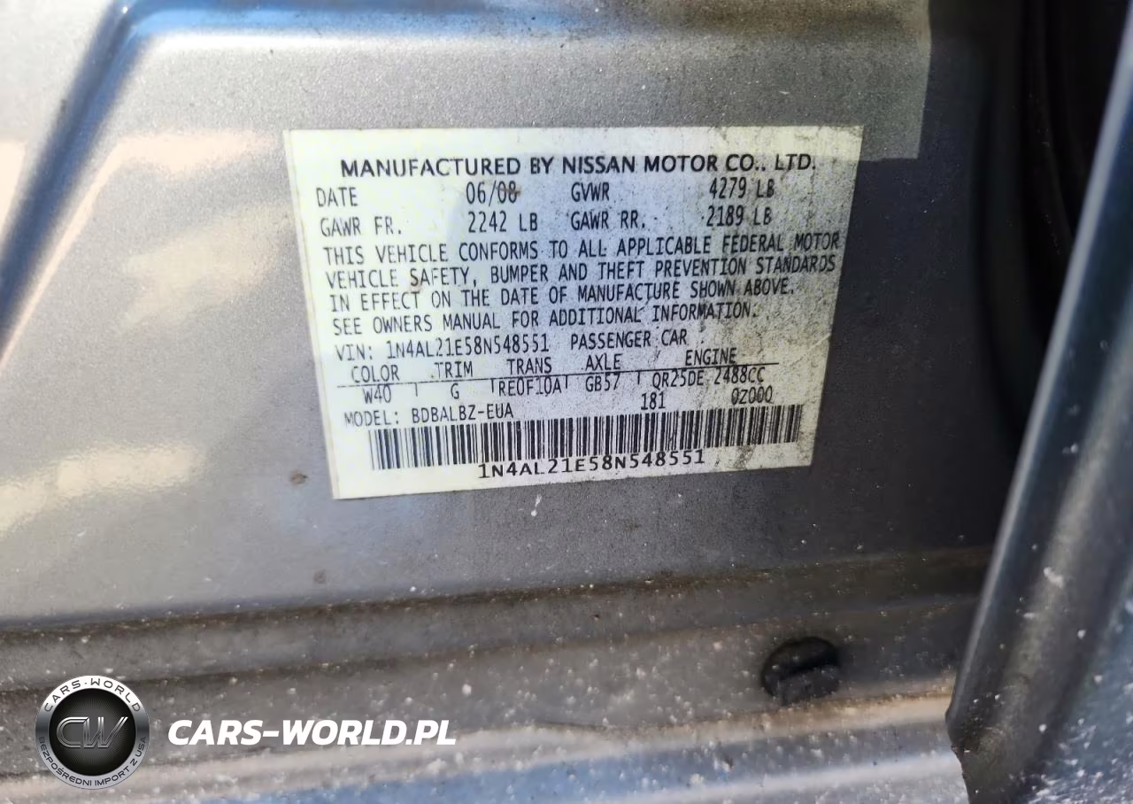 2008 Nissan Altima 2.5 VIN:1N4AL21E58N548551 - 12