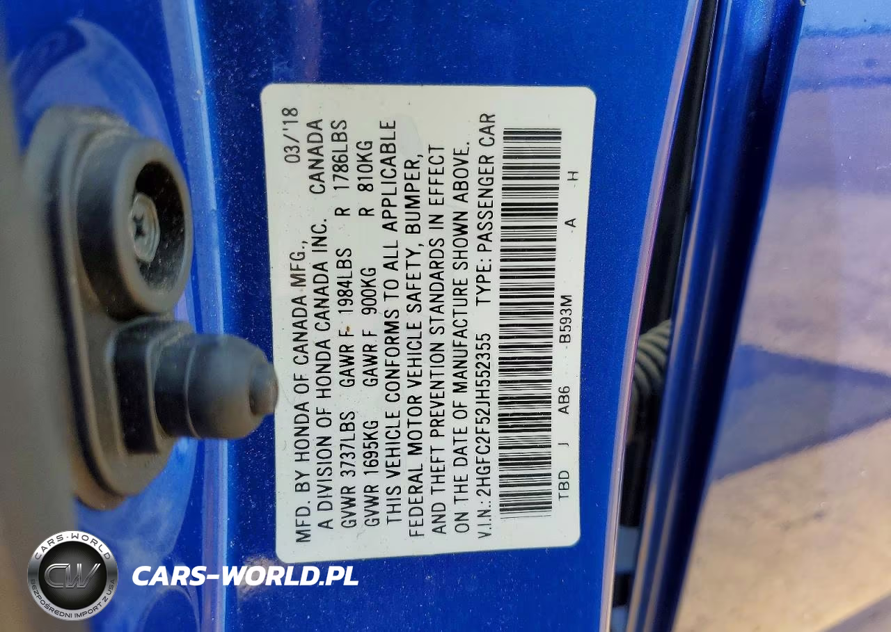 2018 Honda Civic Lx VIN:2HGFC2F52JH552355 - 13