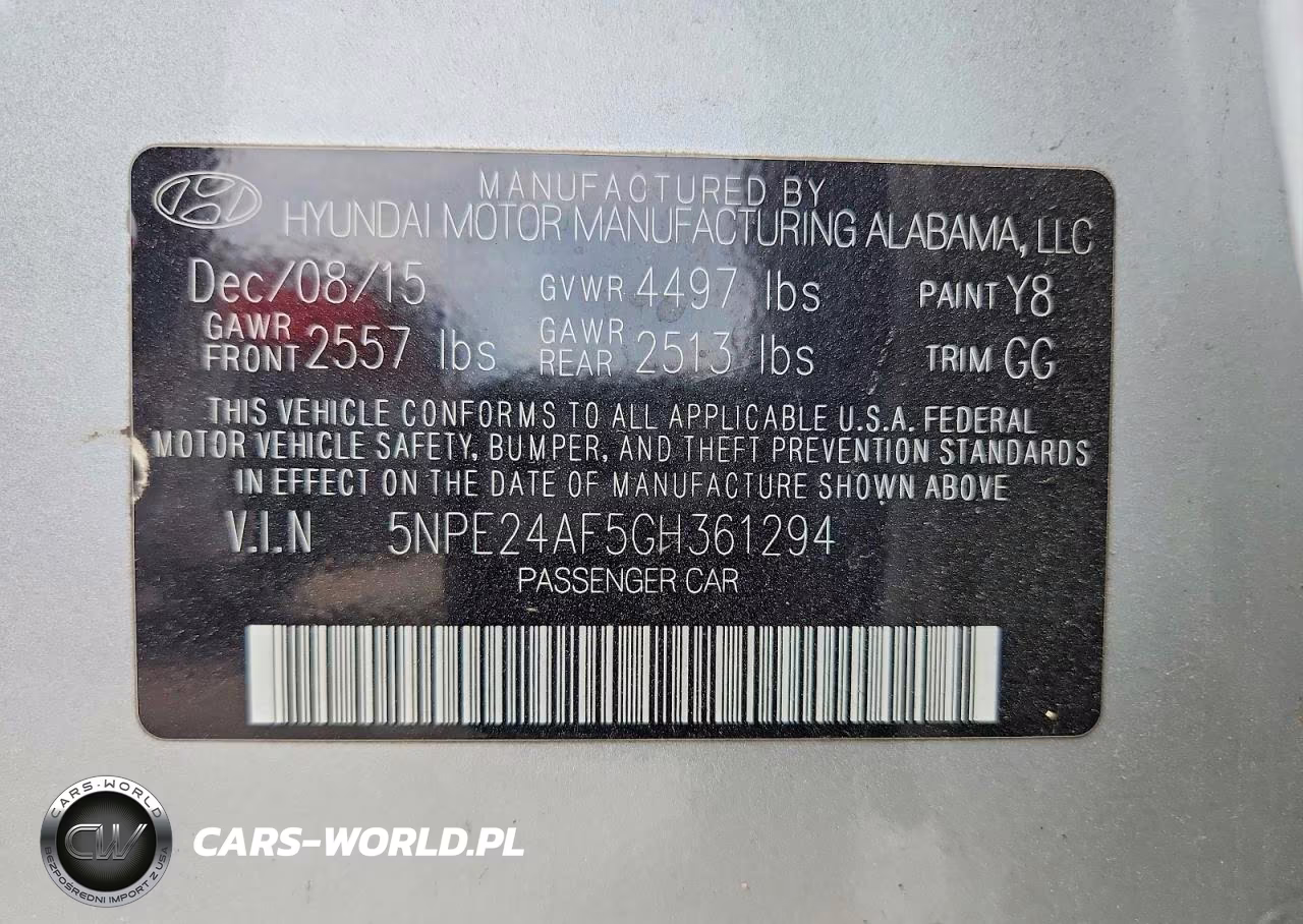 2016 Hyundai Sonata Se VIN:5NPE24AF5GH361294 - 12