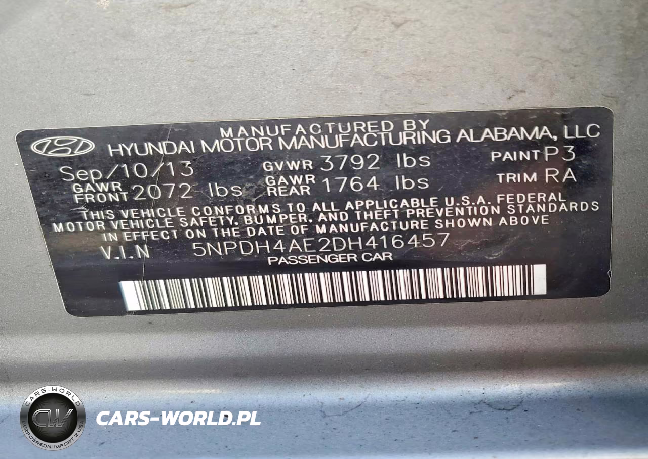 2013 Hyundai Elantra Gls VIN:5NPDH4AE2DH416457 - 12