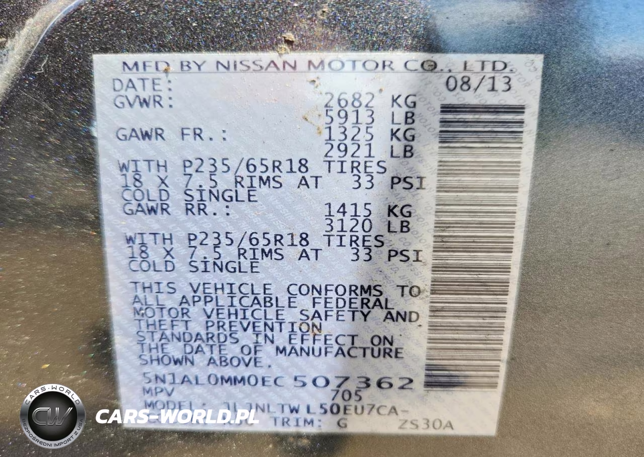 2014 Infiniti Qx60 Base VIN:5N1AL0MM0EC507362 - 13