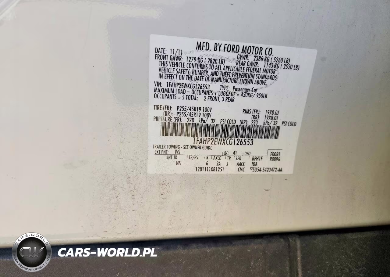 2012 Ford Taurus Sel VIN:1FAHP2EWXCG126553 - 12