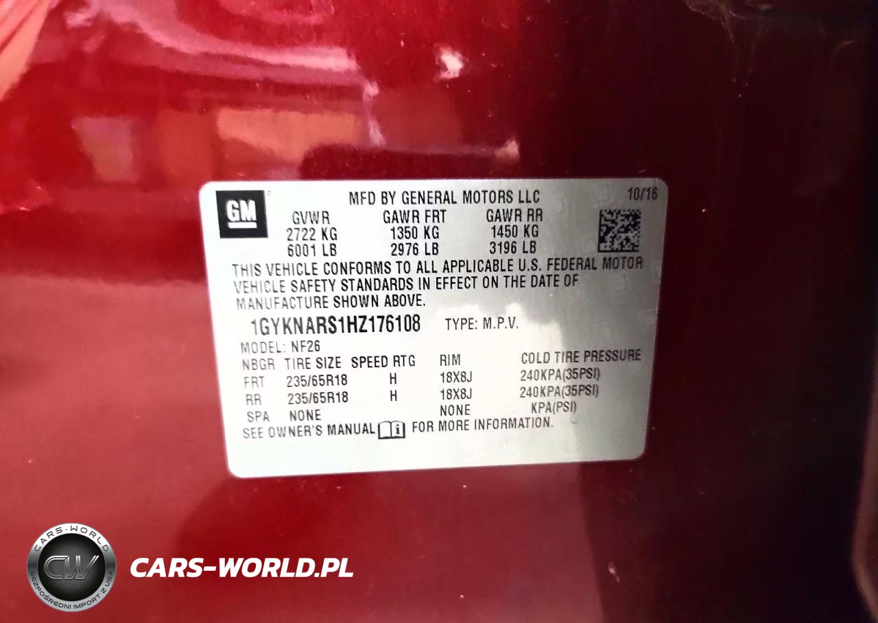 2017 Cadillac Xt5 VIN:1GYKNARS1HZ176108 - 12
