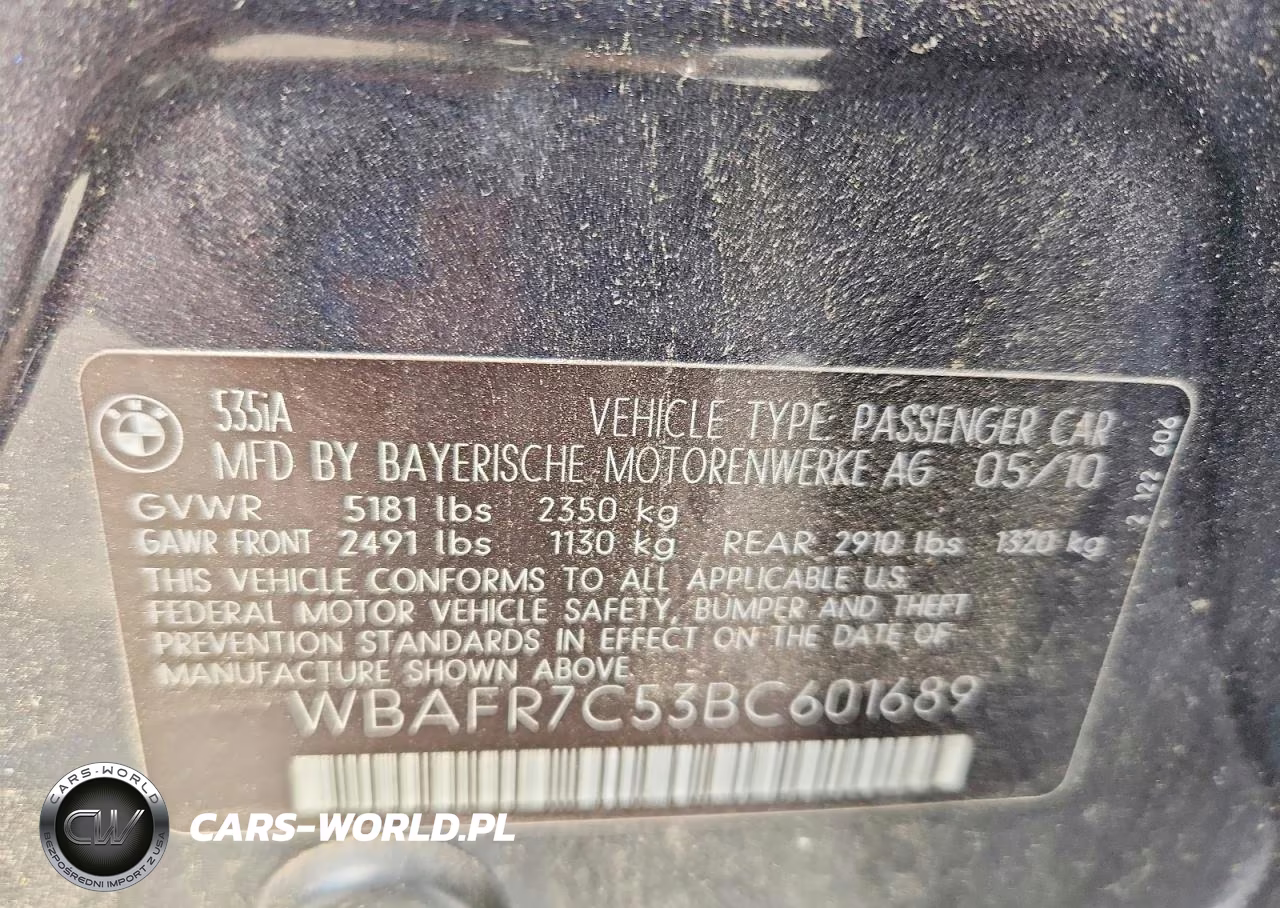 2011 BMW 535 I VIN:WBAFR7C53BC601689 - 12