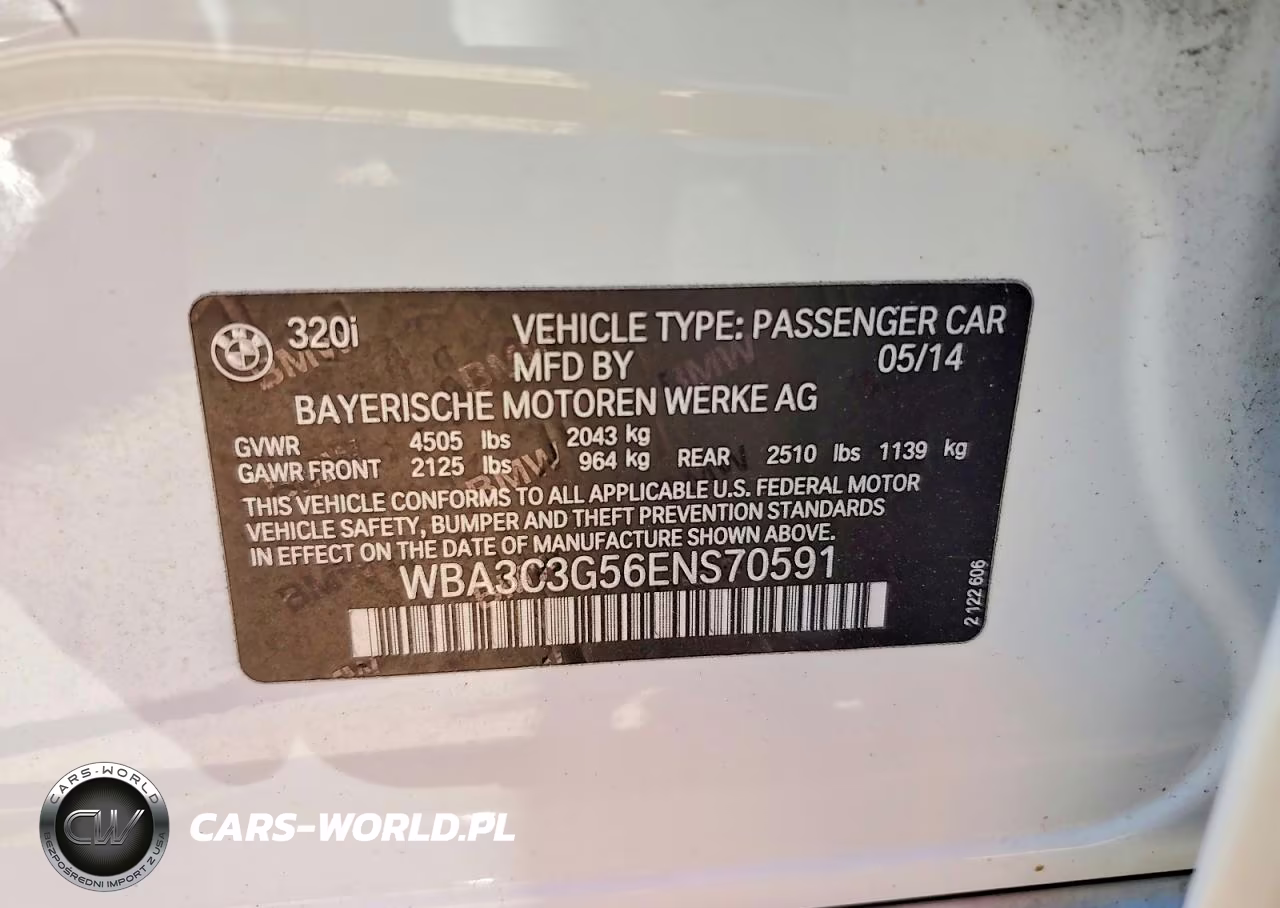 2014 BMW 320 I xDrive VIN:WBA3C3G56ENS70591 - 12