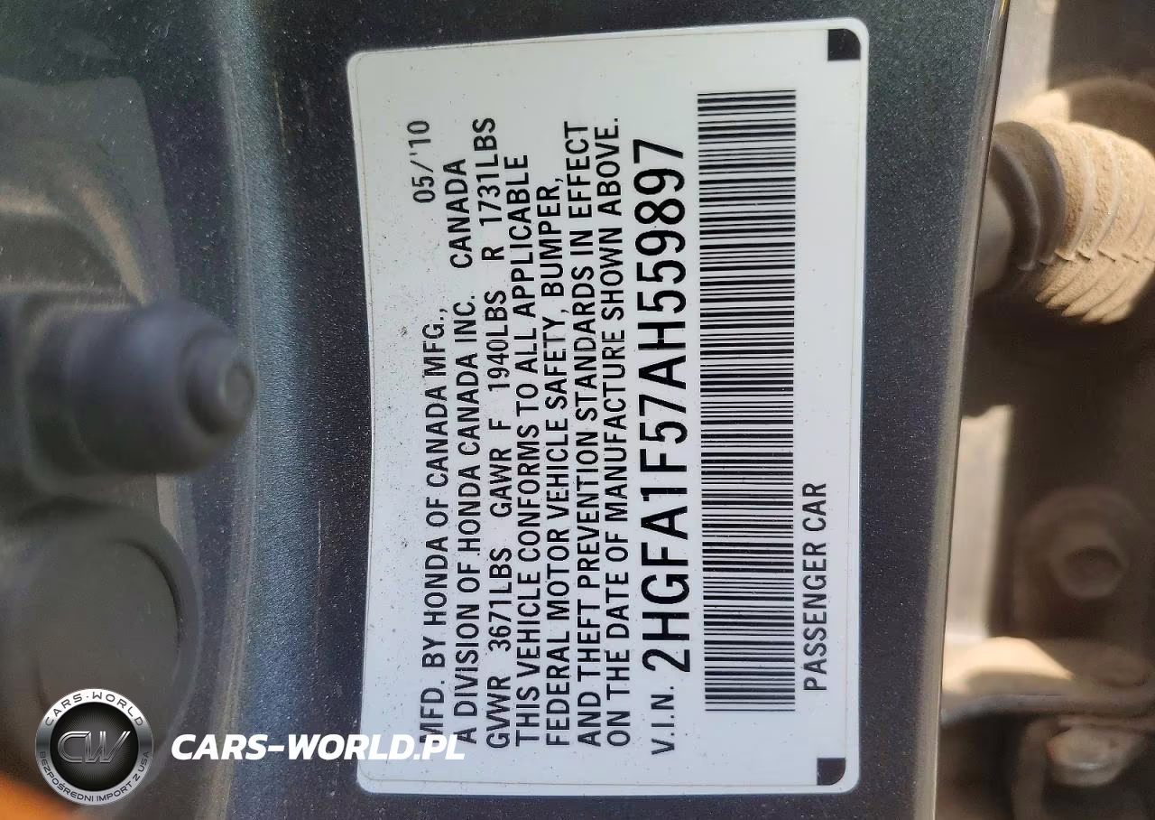 2010 Honda Civic Lx VIN:2HGFA1F57AH559897 - 12