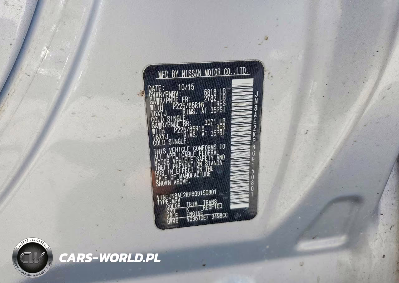 2016 Nissan Quest 3.5 Sv VIN:JN8AE2KP6G9150801 - 13