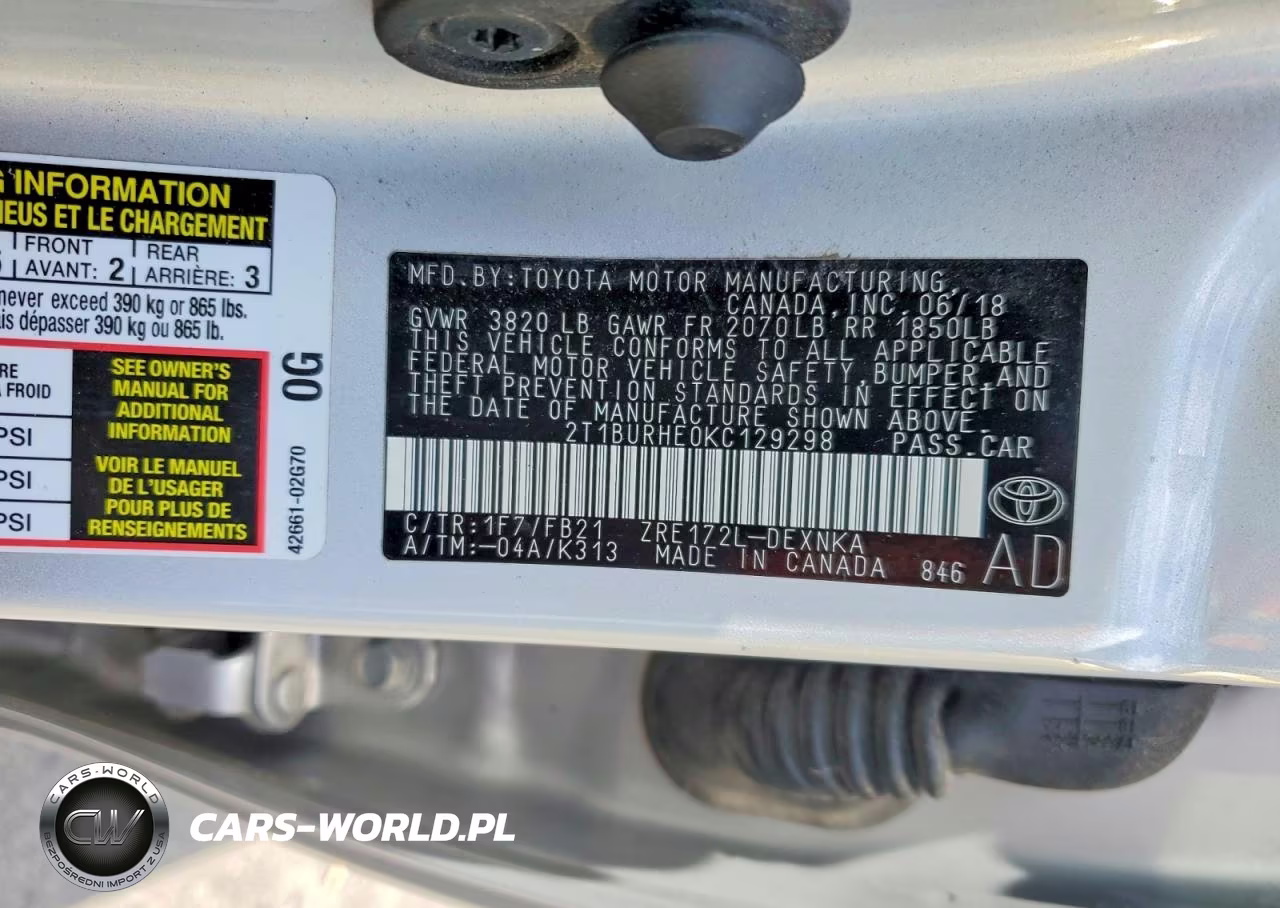 2019 Toyota Corolla Le VIN:2T1BURHE0KC129298 - 12