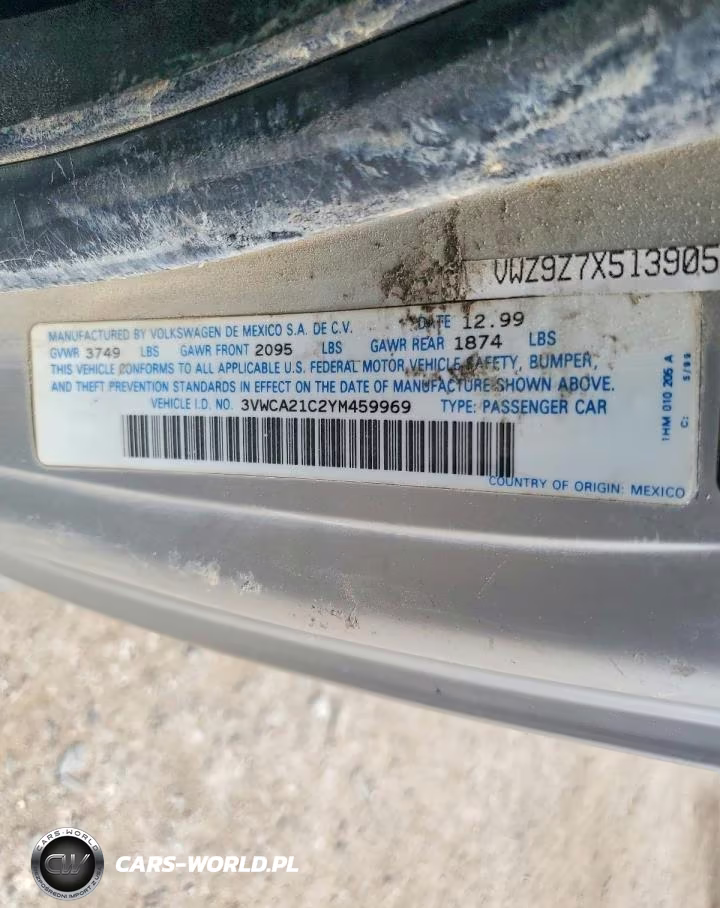 2000 Volkswagen New Beetle Gls VIN:3VWCA21C2YM459969 - 12