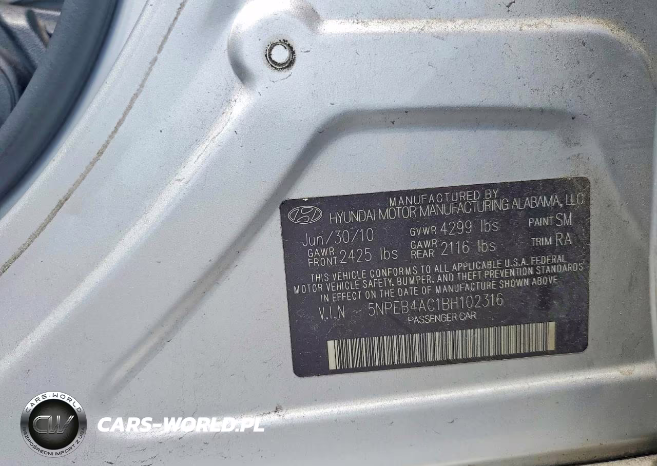 2011 Hyundai Sonata Gls VIN:5NPEB4AC1BH102316 - 12