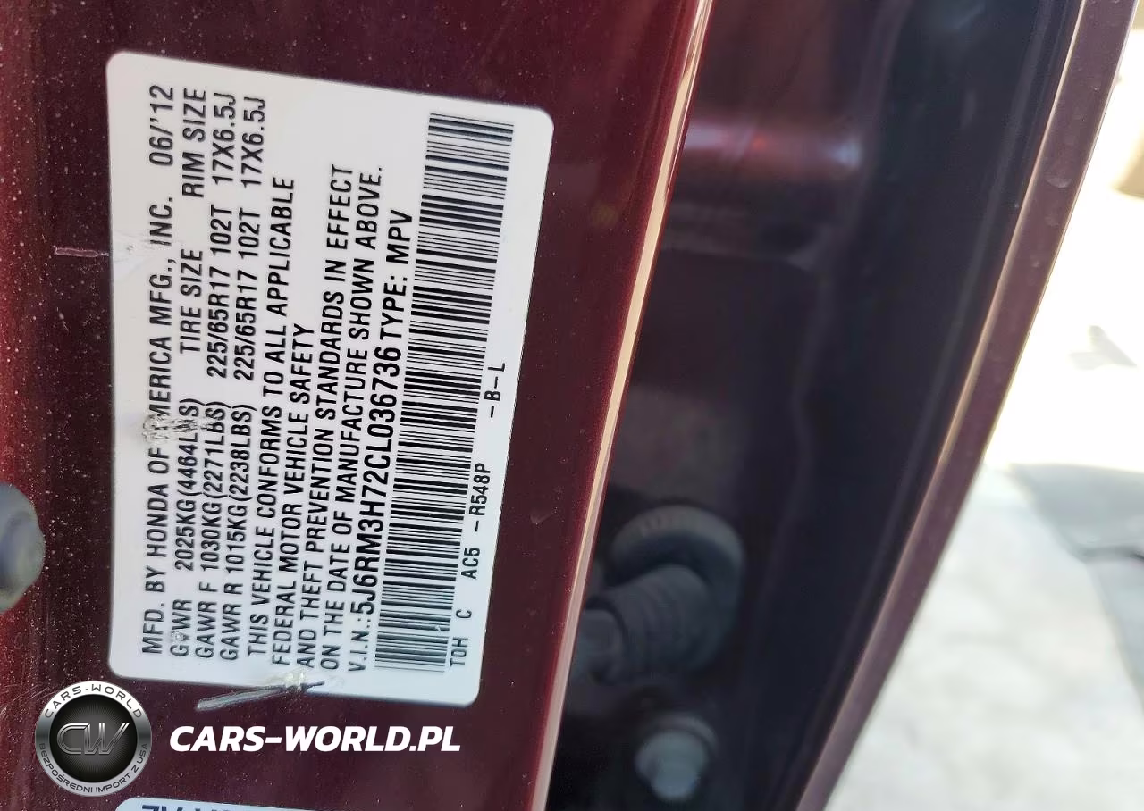2012 Honda Cr-V Exl VIN:5J6RM3H72CL036736 - 13