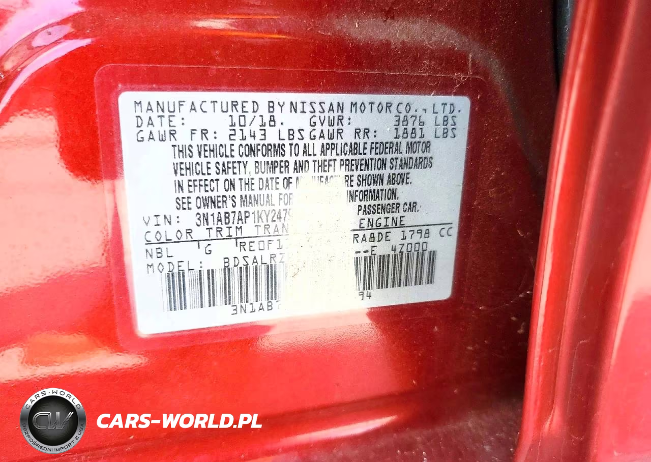 2019 Nissan Sentra Sr VIN:3N1AB7AP1KY247994 - 13
