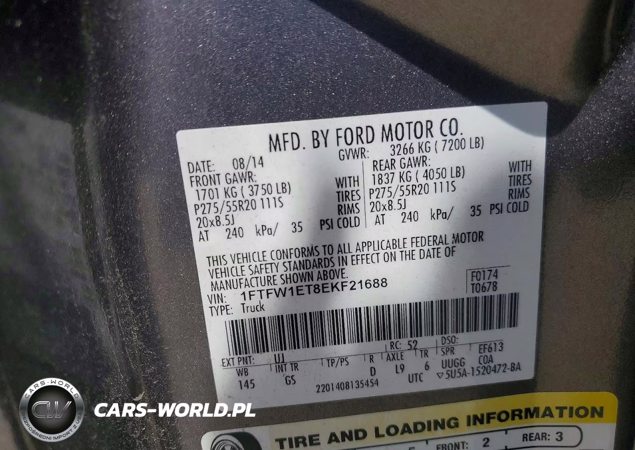 2014 Ford F150 Supercrew VIN:1FTFW1ET8EKF21688 - 12