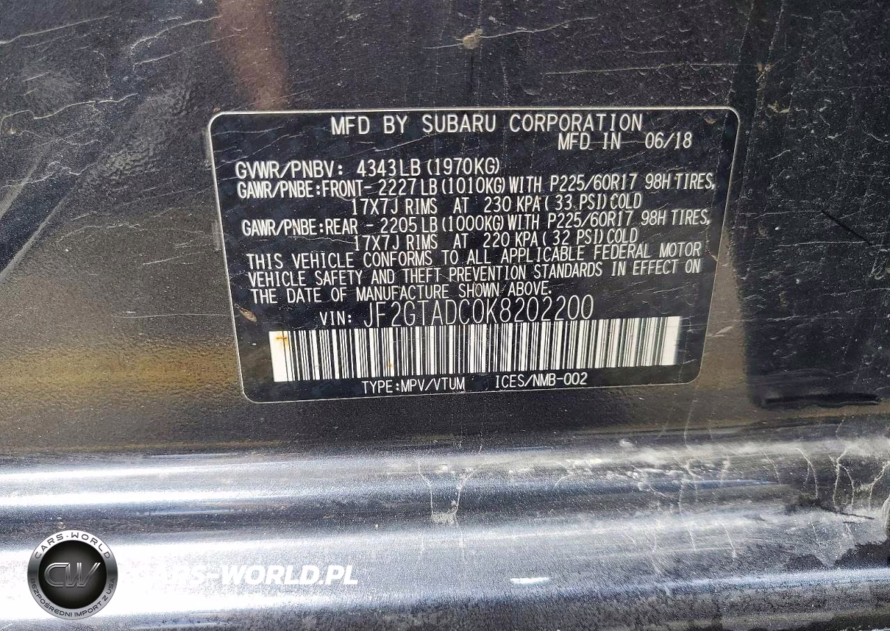 2019 Subaru Crosstrek Premium VIN:JF2GTADC0K8202200 - 13