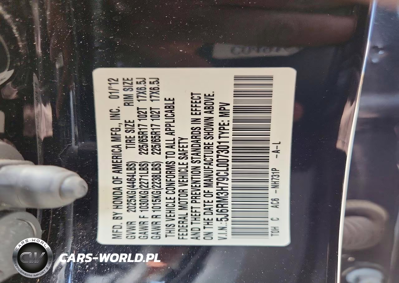 2012 Honda Cr-V Exl VIN:5J6RM3H79CL007301 - 13