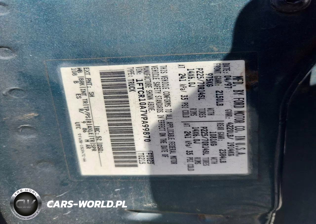 1997 Ford Ranger VIN:1FTCR10A7VPA99870 - 12