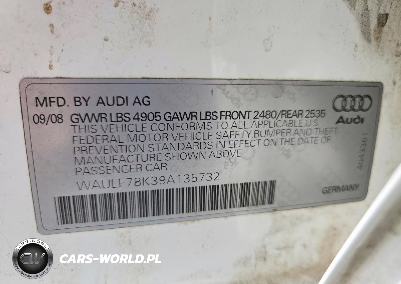 2009 Audi A4 2.0T Quattro VIN:WAULF78K39A135732 - 13
