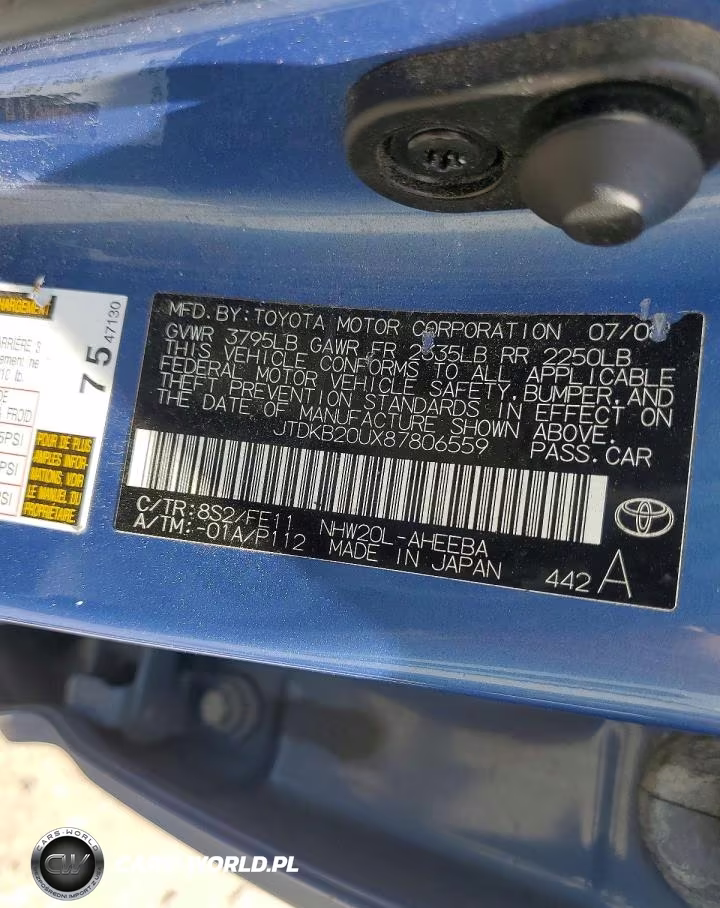 2008 Toyota Prius Base VIN:JTDKB20UX87806559 - 12