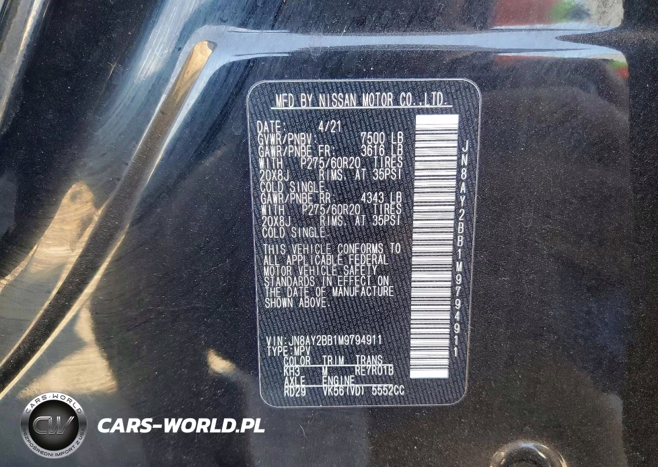 2021 Nissan Armada Sl VIN:JN8AY2BB1M9794911 - 13
