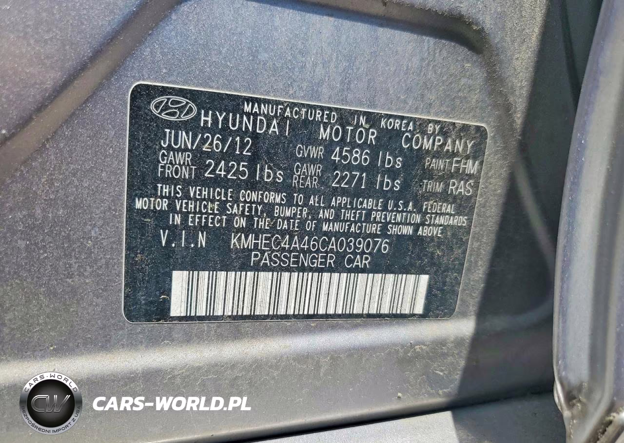 2012 Hyundai Sonata Hybrid VIN:KMHEC4A46CA039076 - 12