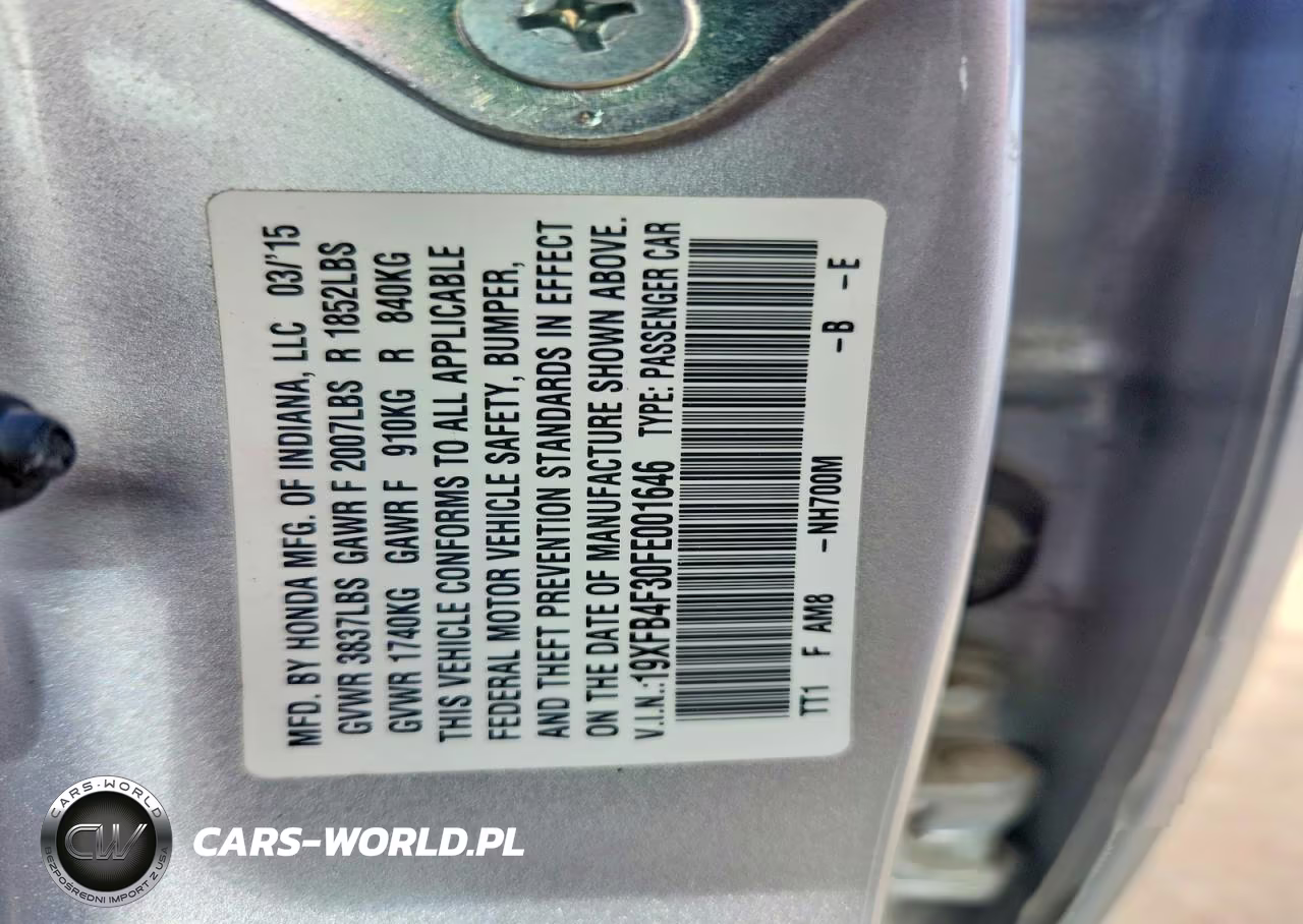 2015 Honda Civic Hybrid L VIN:19XFB4F30FE001646 - 12