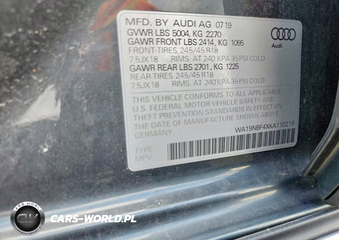 2019 Audi A4 Allroad Prestige VIN:WA19NBF4XKA110219 - 12