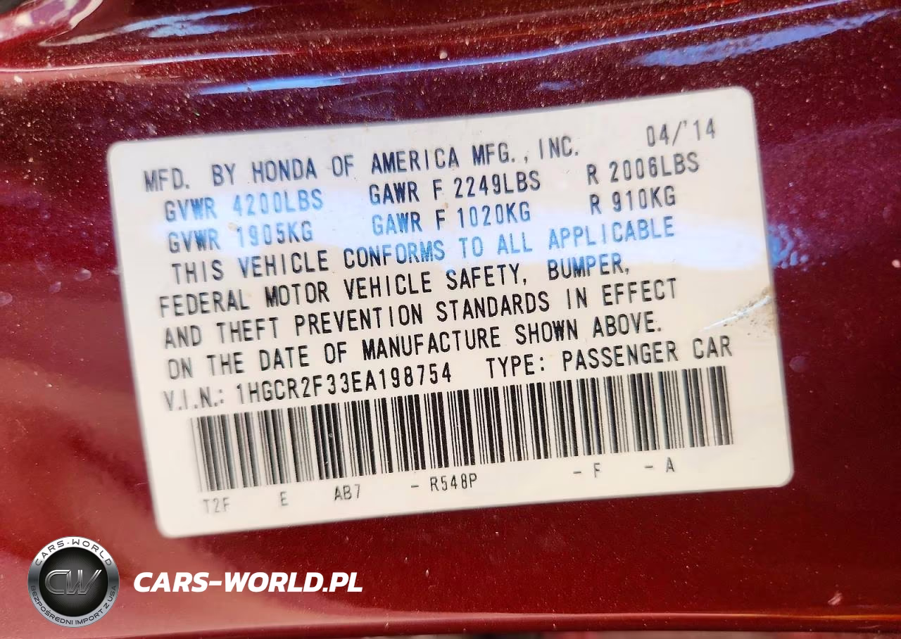 2014 Honda Accord Lx VIN:1HGCR2F33EA198754 - 12
