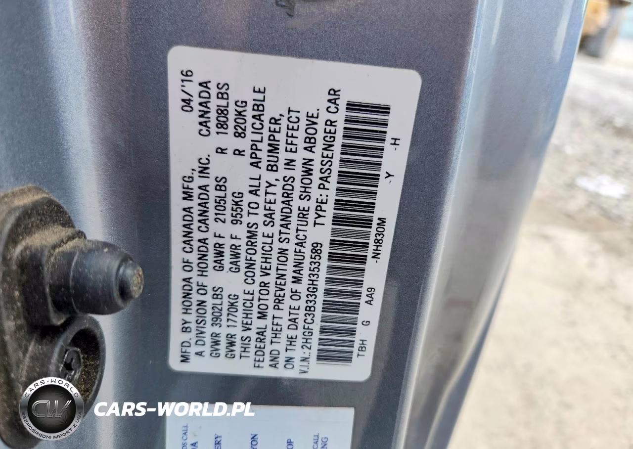 2016 Honda Civic Ex VIN:2HGFC3B33GH353589 - 12